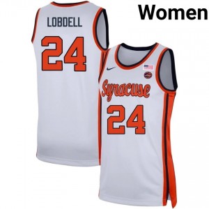 Women Noah Lobdell White Syracuse #24 Stitched Jersey 385913-930