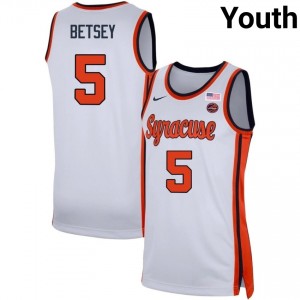 Youth Tyler Betsey White Syracuse #5 NCAA Jerseys 261132-281